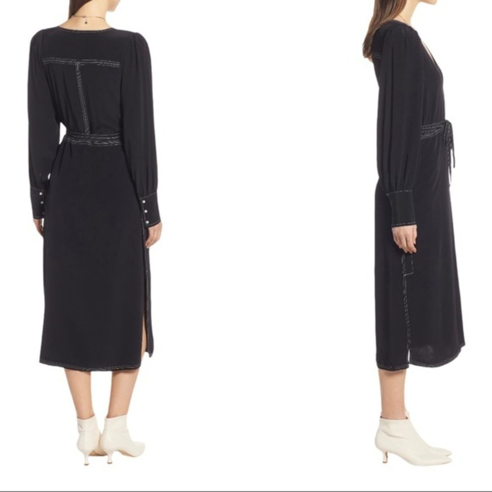 Something Navy Black‎ Side Slit Midi Dress